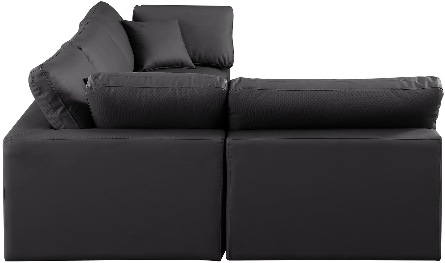 dolce black faux leather modular sectional sec4b