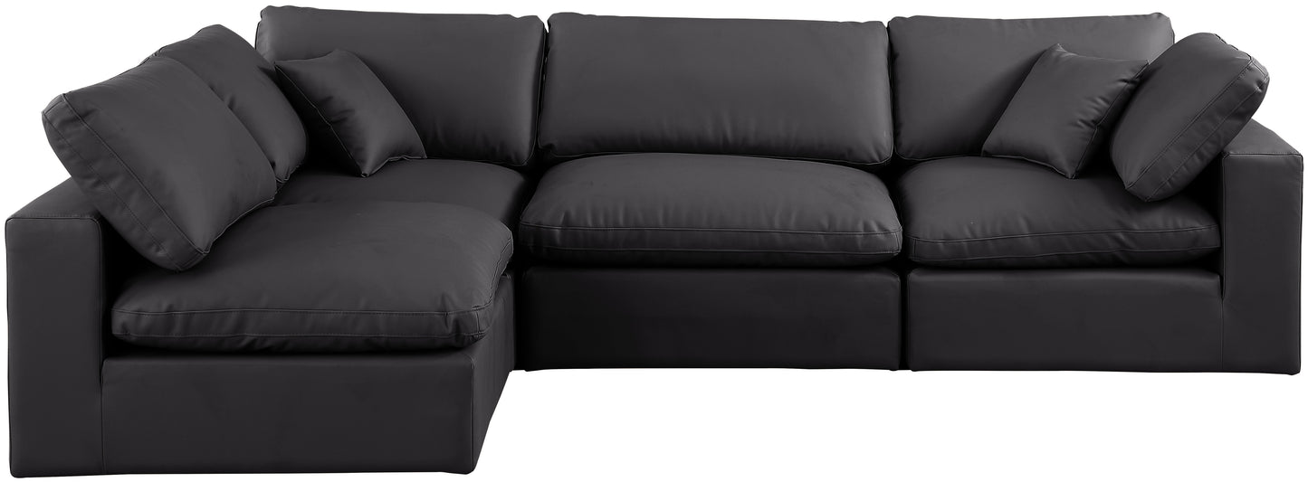 dolce black faux leather modular sectional sec4b