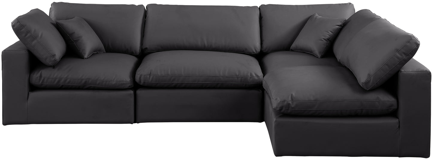 dolce black faux leather modular sectional sec4b