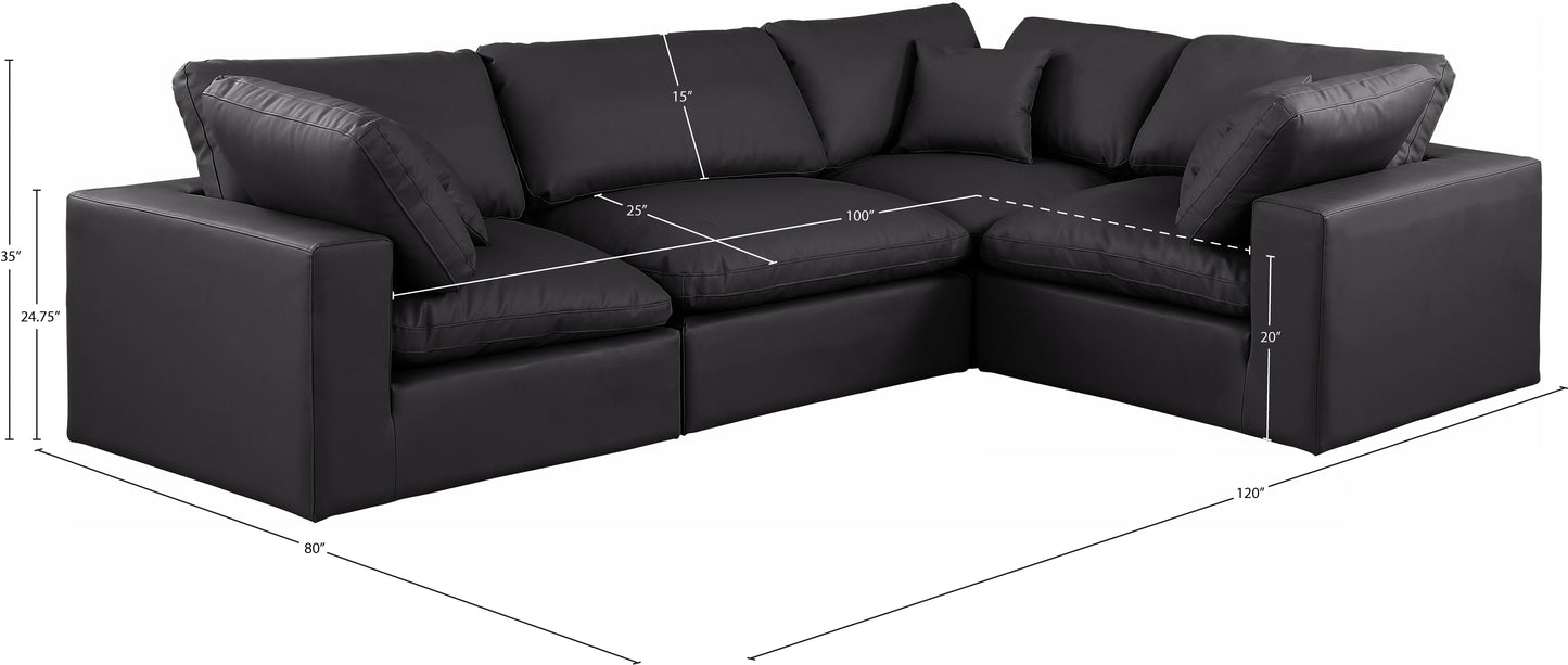 asher black vegan leather modular sectional