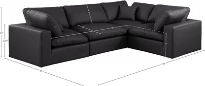 Asher Black Vegan Leather Modular Sectional