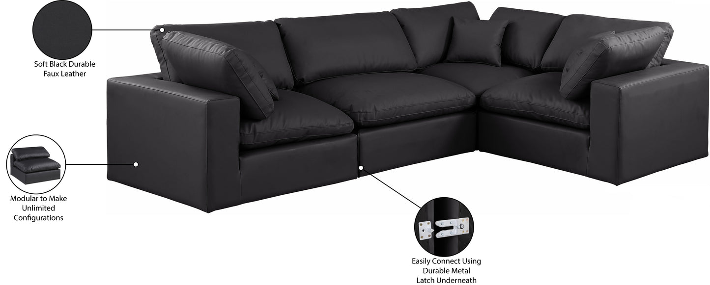 asher black vegan leather modular sectional