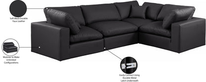 Asher Black Vegan Leather Modular Sectional