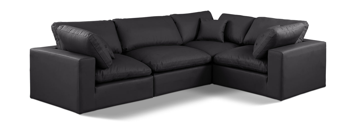 asher black vegan leather modular sectional