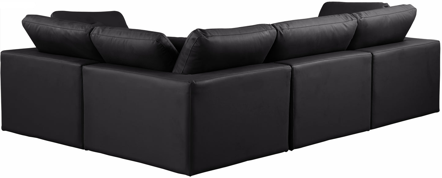 asher black vegan leather modular sectional