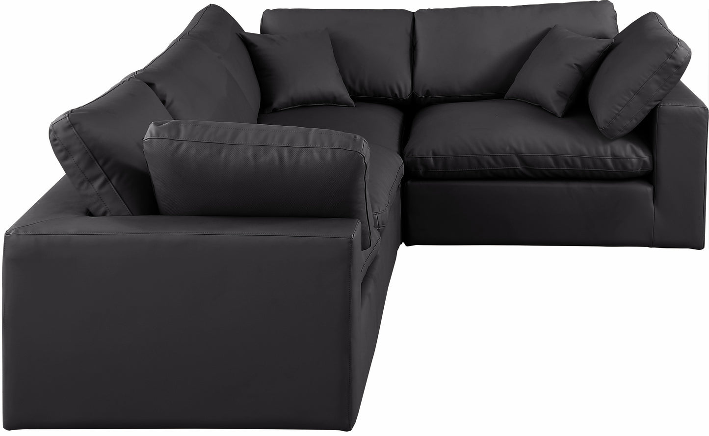 asher black vegan leather modular sectional