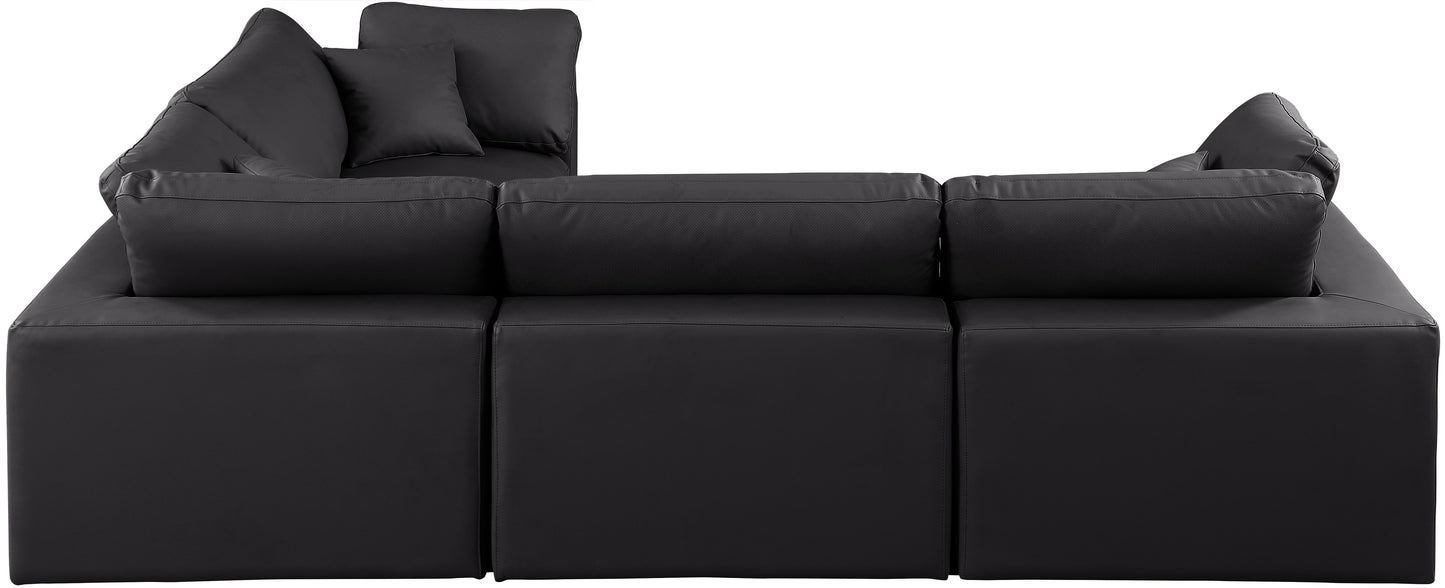 asher black vegan leather modular sectional