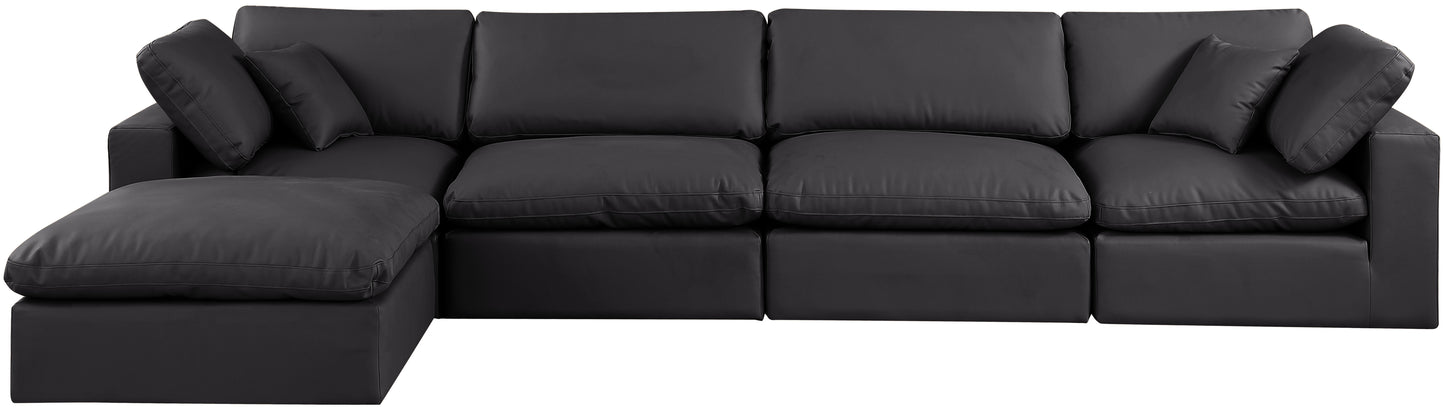 dolce black faux leather modular sectional sec5a