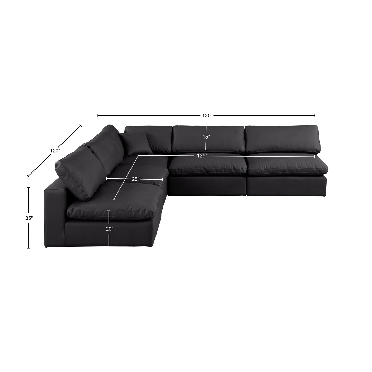 dolce black faux leather modular sectional sec5b