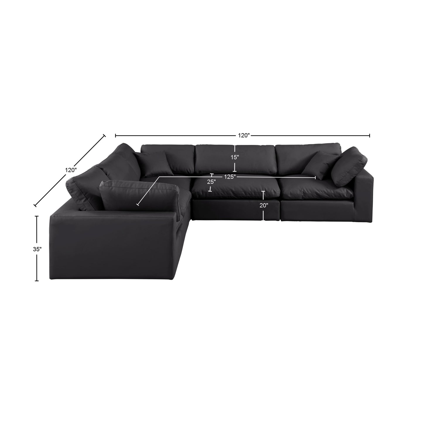 dolce black faux leather modular sectional sec5c