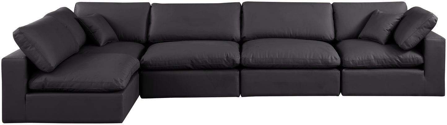 dolce black faux leather modular sectional sec5d