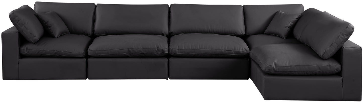 dolce black faux leather modular sectional sec5d