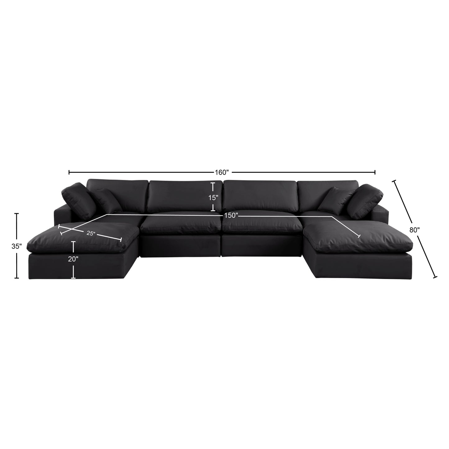 dolce black faux leather modular sectional sec6b