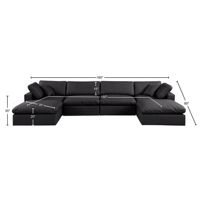 Dolce Black Faux Leather Modular Sectional Sec6B