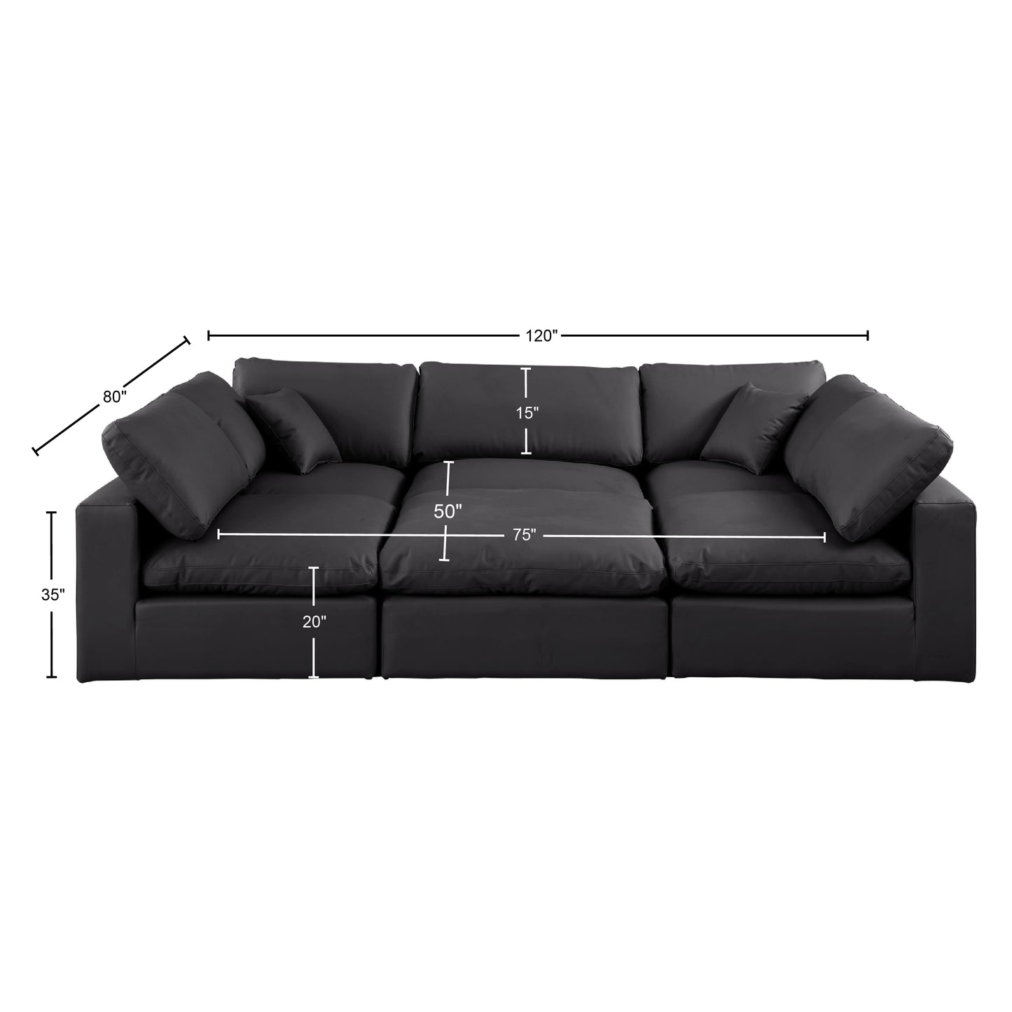 dolce black faux leather modular sectional sec6c