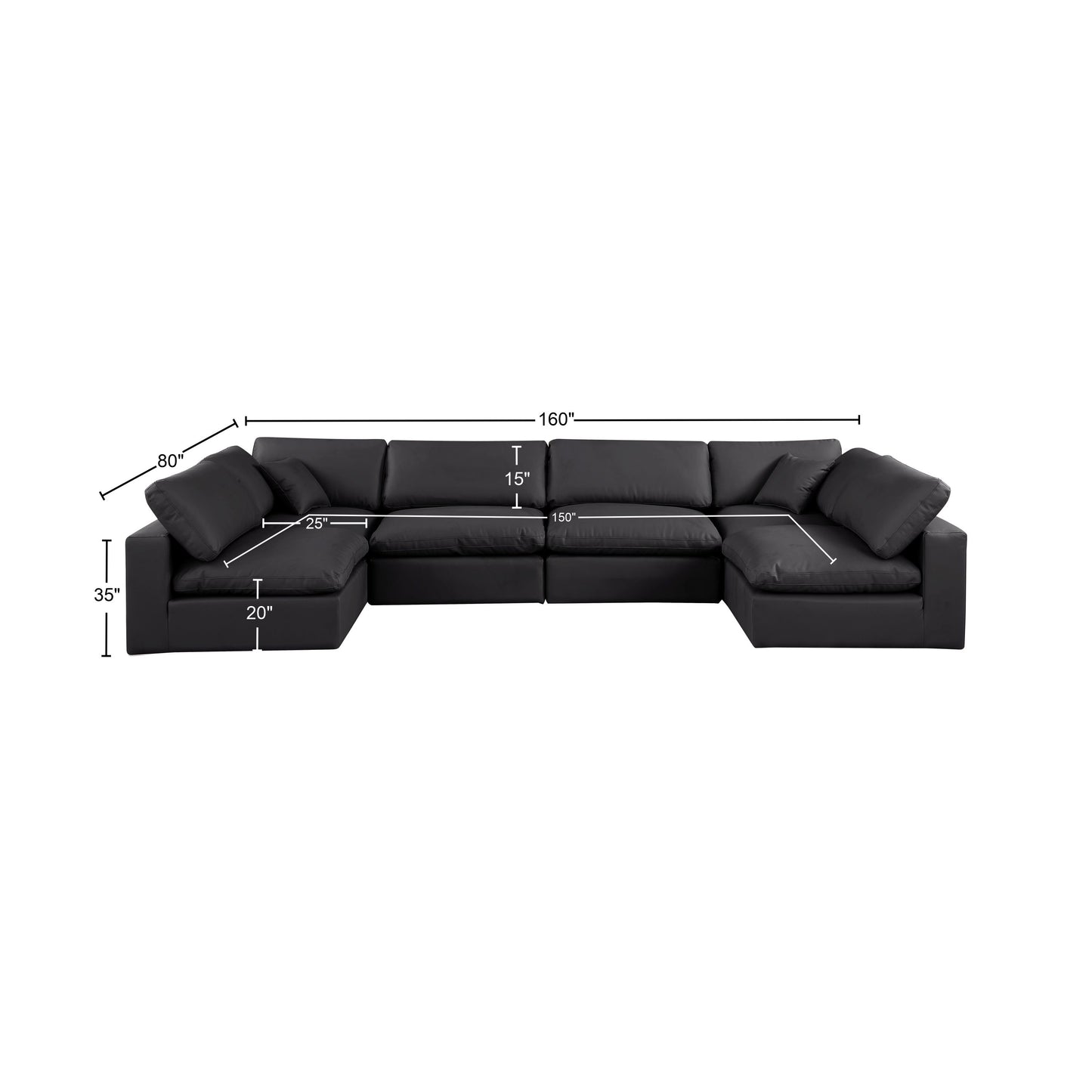 dolce black faux leather modular sectional sec6d