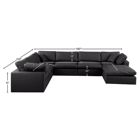 Dolce Black Faux Leather Modular Sectional Sec7A