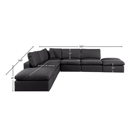 Dolce Black Faux Leather Modular Sectional Sec7C