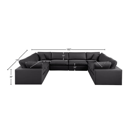 Dolce Black Faux Leather Modular Sectional Sec8A