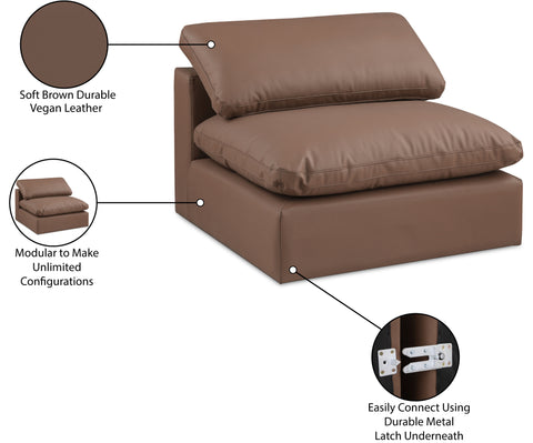 Farrah Brown Vegan Leather Upholstered Armless Chair, 1 Piece