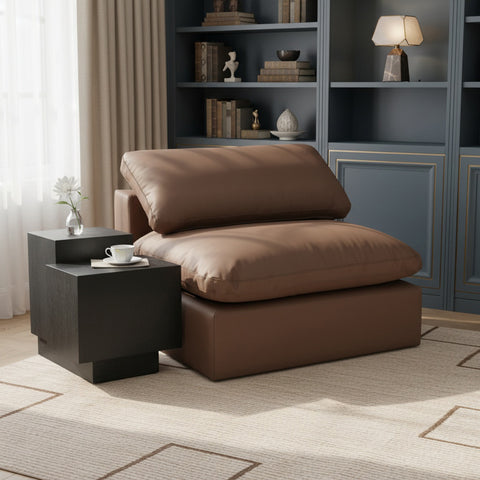 Farrah Brown Vegan Leather Upholstered Armless Chair, 1 Piece