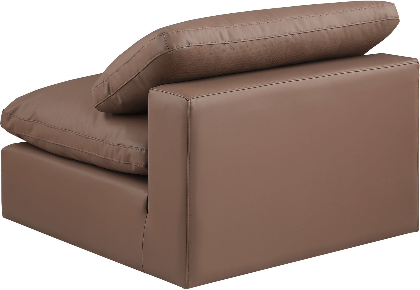 dolce brown faux leather modular armless chair armless