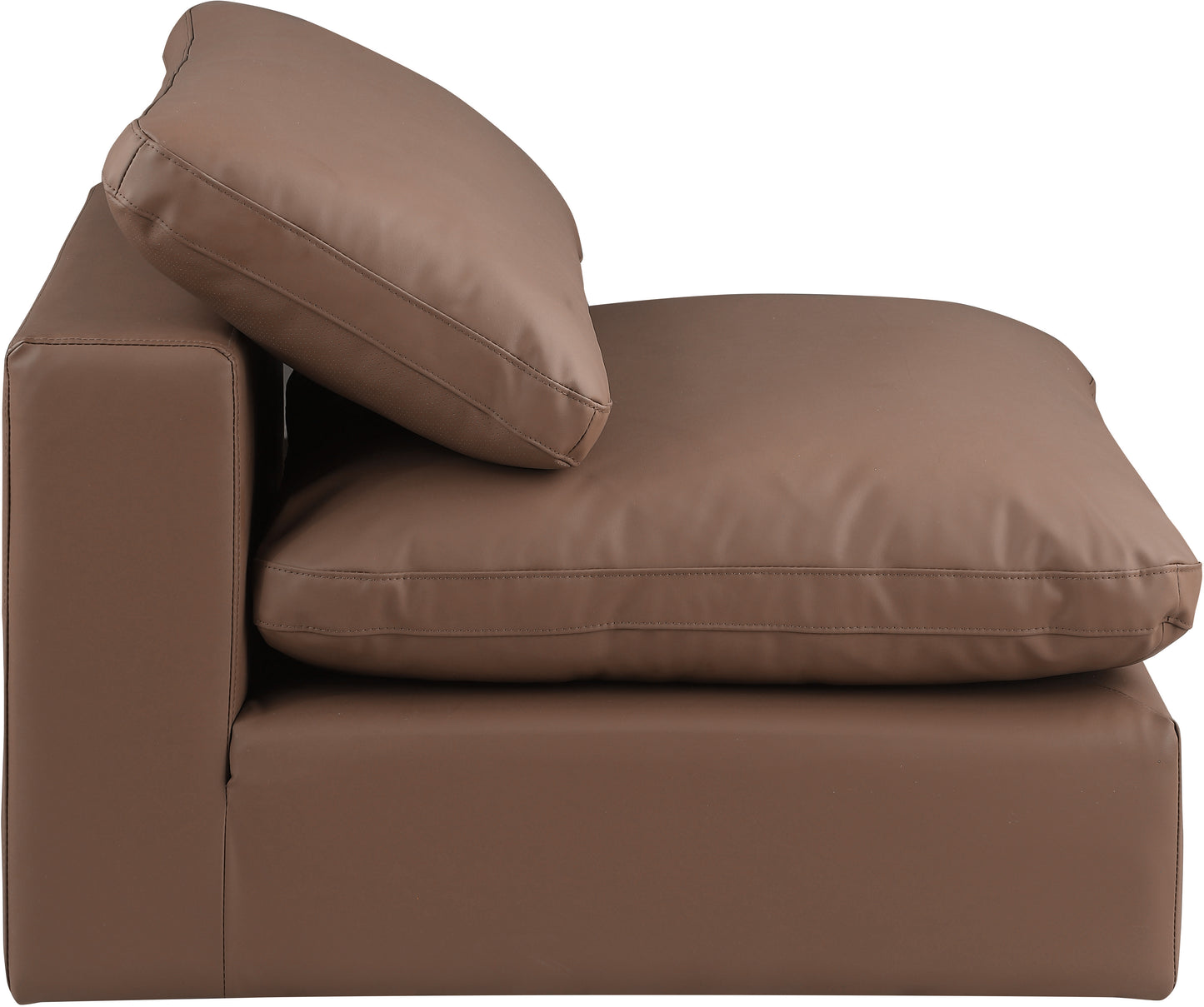 dolce brown faux leather modular armless chair armless