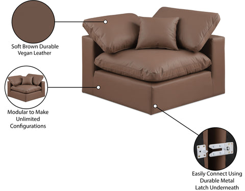 Farrah Brown Vegan Leather Upholstered Corner Chair, 1 Piece