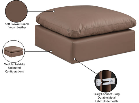 Farrah Brown Vegan Leather Upholstered Ottoman, 1 Piece