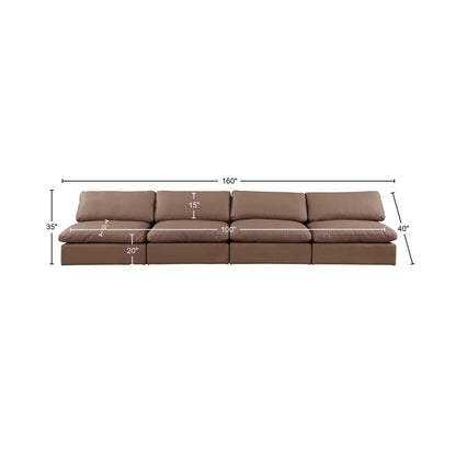 Dolce Brown Faux Leather Modular Sofa S156