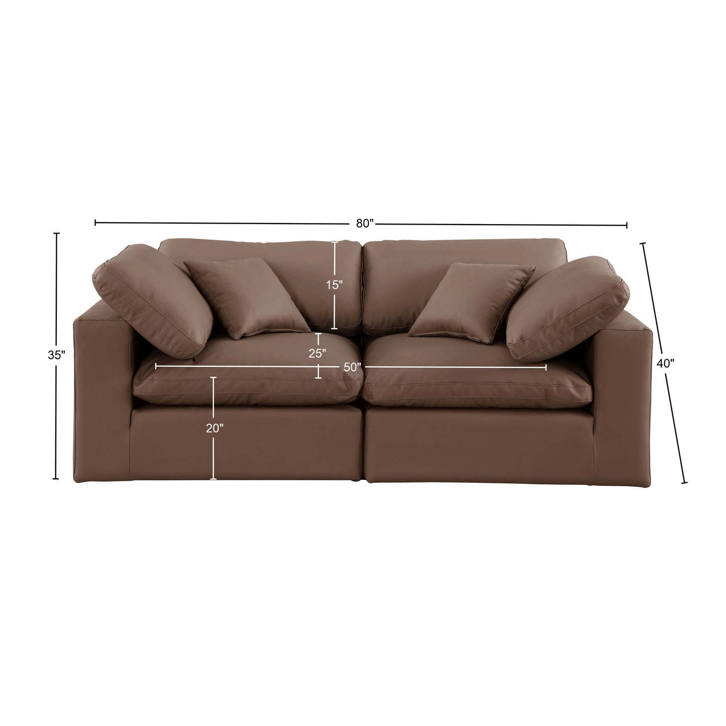 dolce brown faux leather modular sofa s80