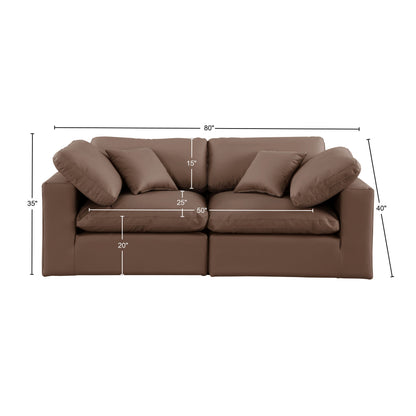 Dolce Brown Faux Leather Modular Sofa S80