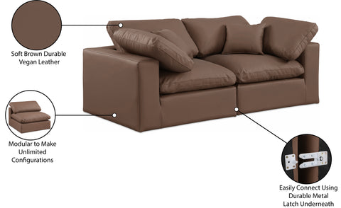 Farrah 80" Brown Vegan Leather Upholstered Sofa, 2-Piece