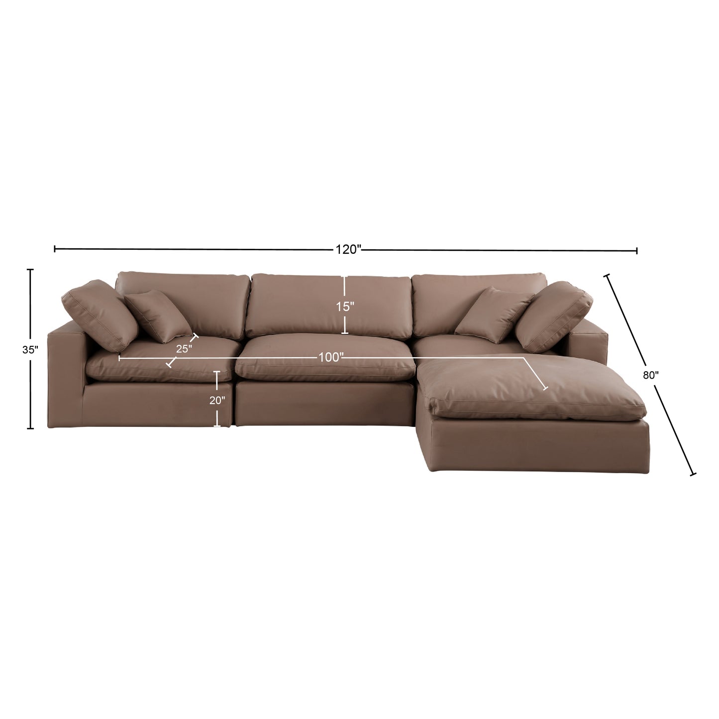 dolce brown faux leather modular sectional sec4a