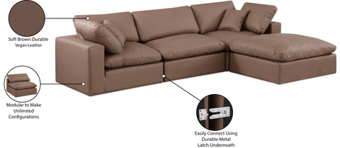 Farrah 119" Brown Vegan Leather Upholstered Sectional, 4-Piece