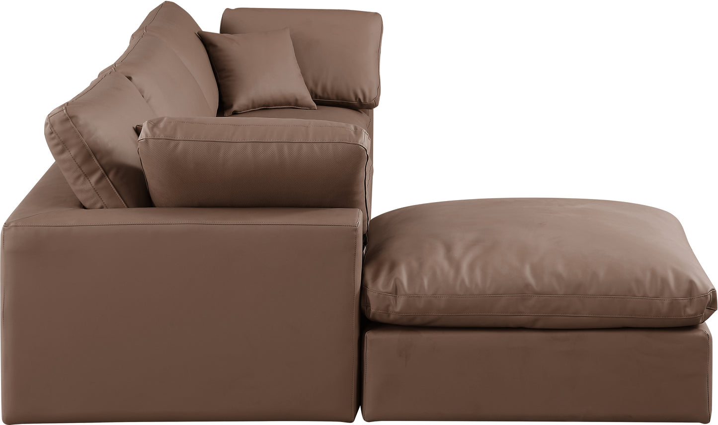 dolce brown faux leather modular sectional sec4a