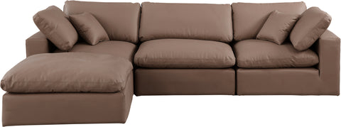 Dolce Brown Faux Leather Modular Sectional Sec4A