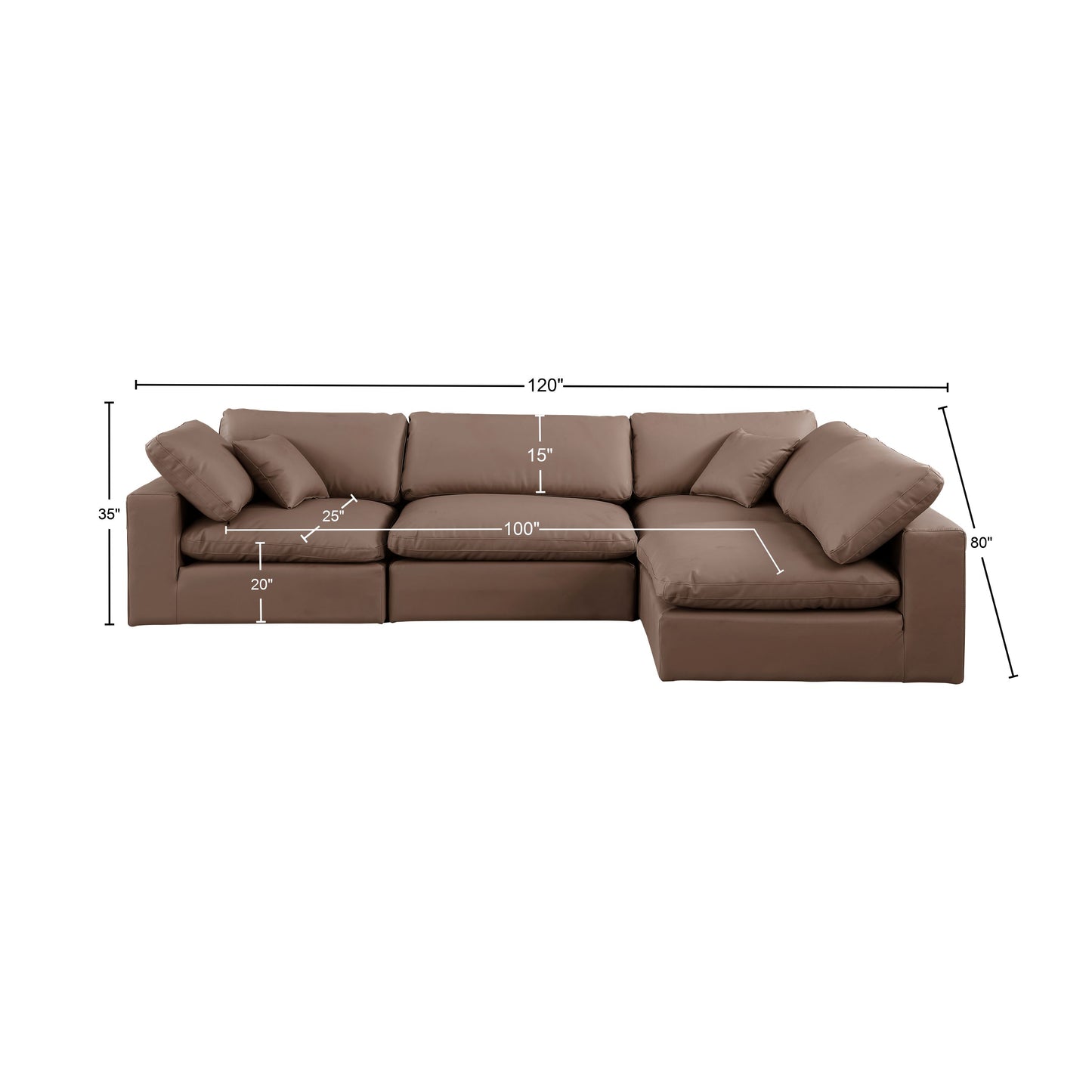 dolce brown faux leather modular sectional sec4b