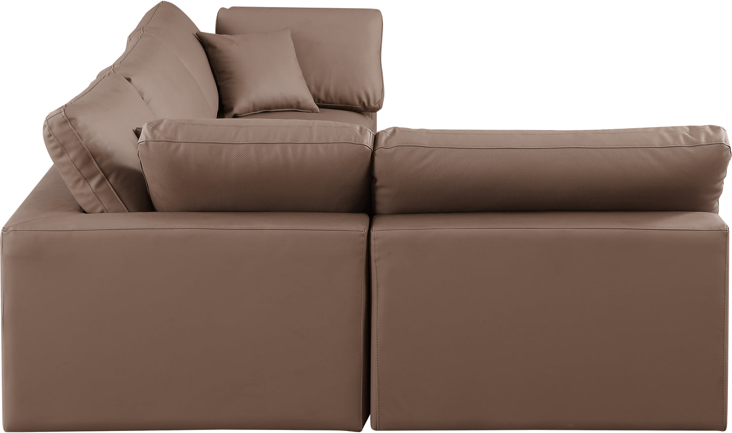 dolce brown faux leather modular sectional sec4b