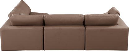 Dolce Brown Faux Leather Modular Sectional Sec4B