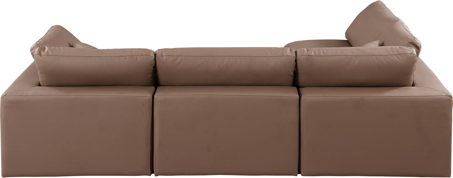 dolce brown faux leather modular sectional sec4b