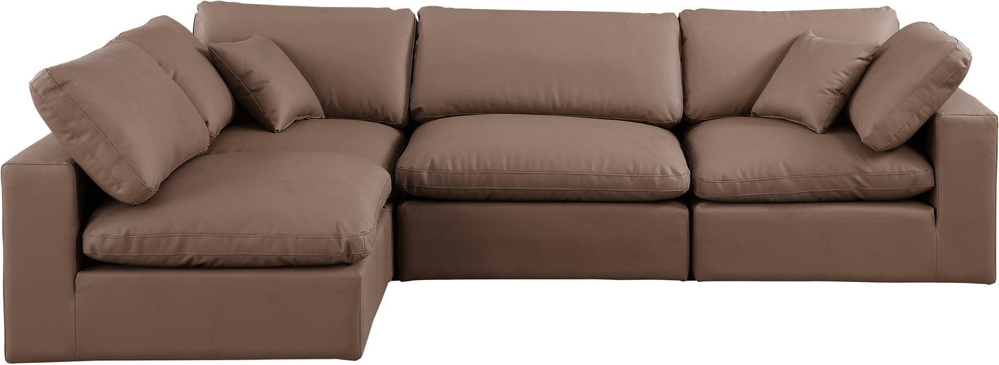 dolce brown faux leather modular sectional sec4b