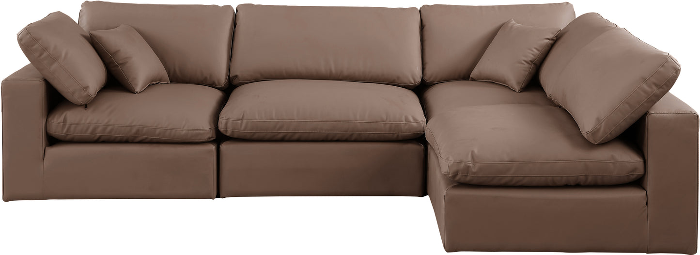 dolce brown faux leather modular sectional sec4b