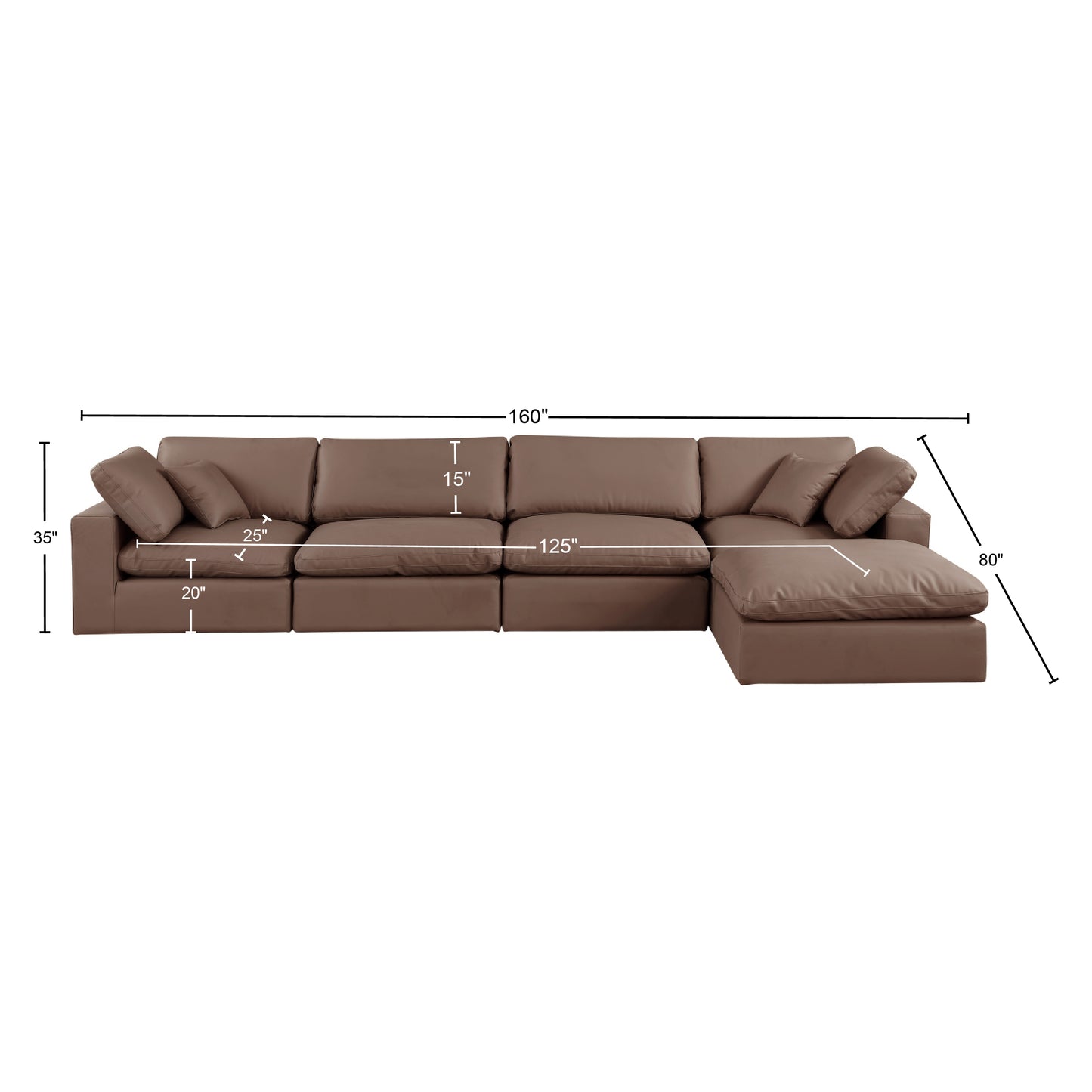 dolce brown faux leather modular sectional sec5a