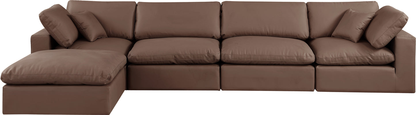 dolce brown faux leather modular sectional sec5a