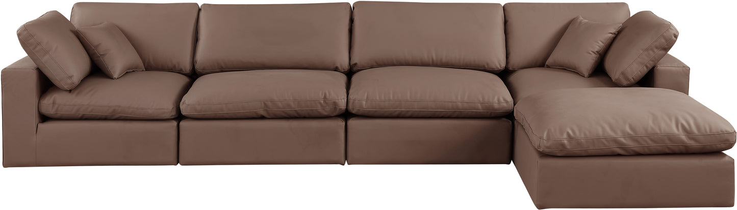 dolce brown faux leather modular sectional sec5a