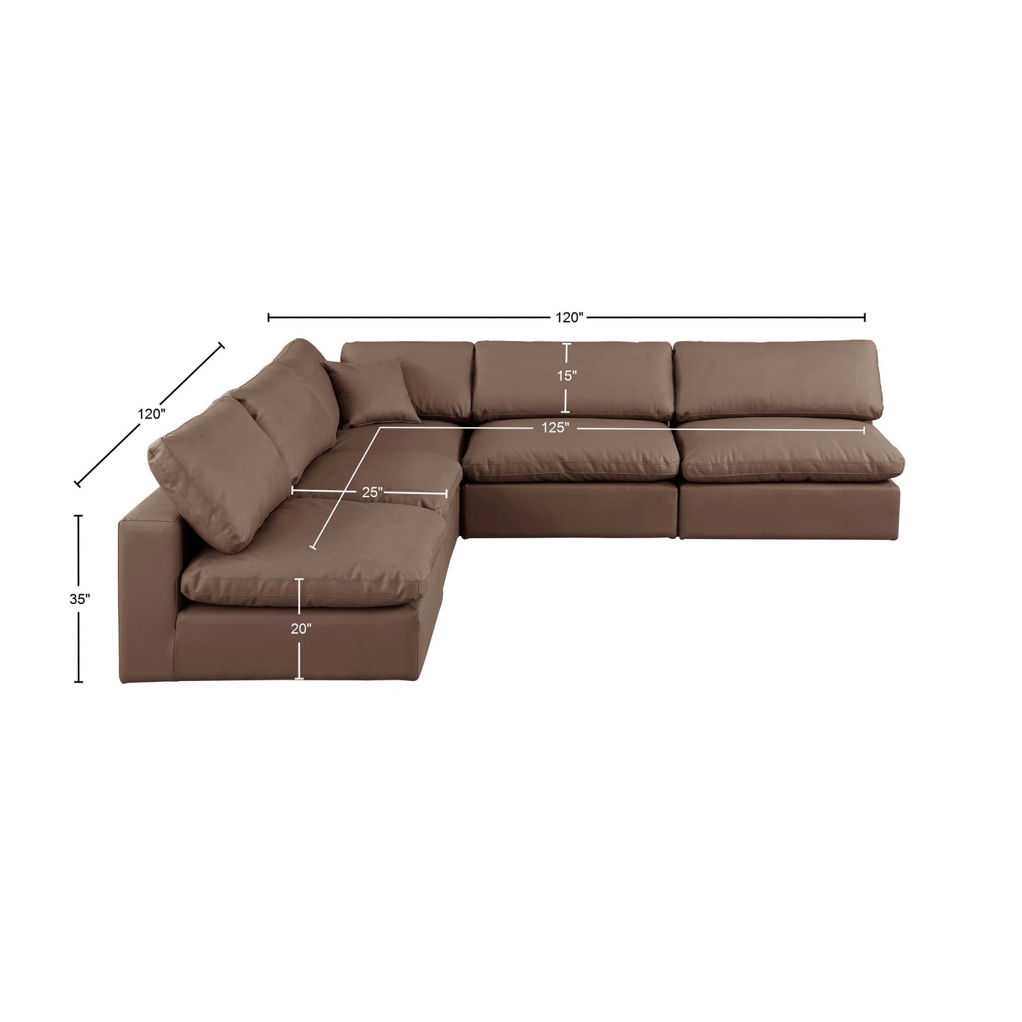 dolce brown faux leather modular sectional sec5b