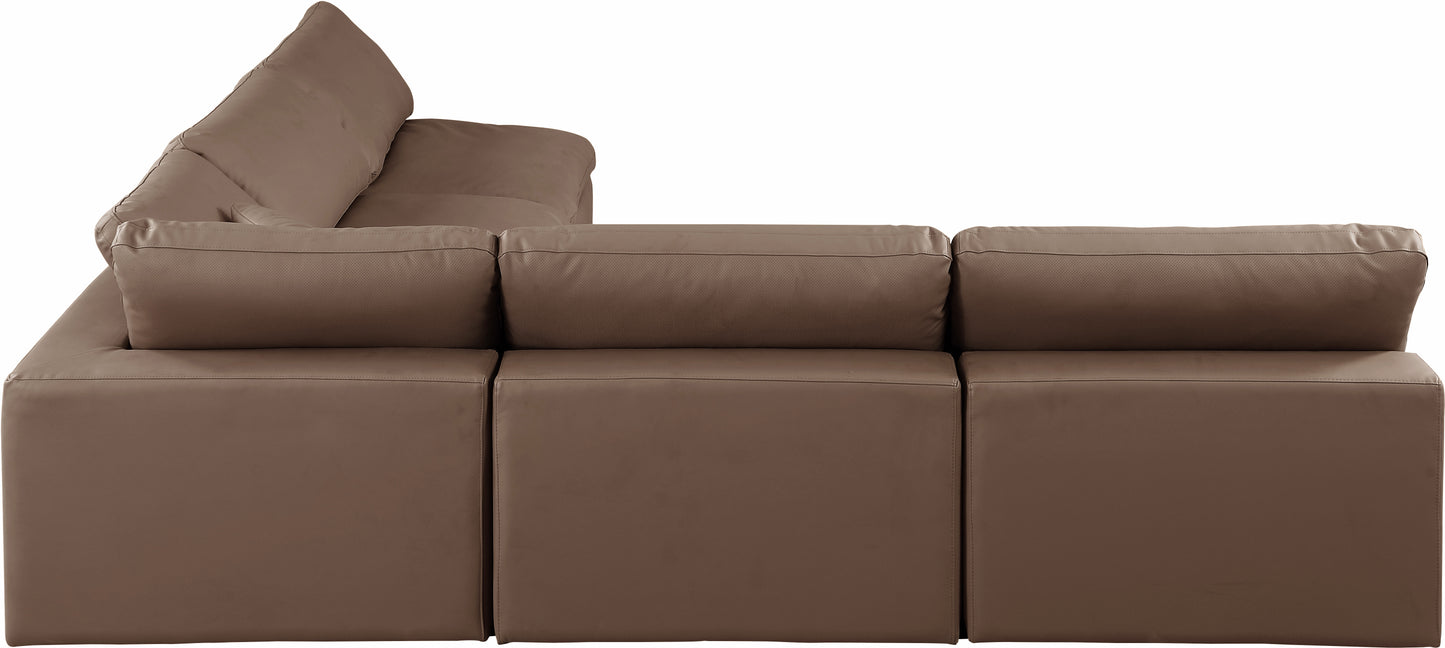 dolce brown faux leather modular sectional sec5b