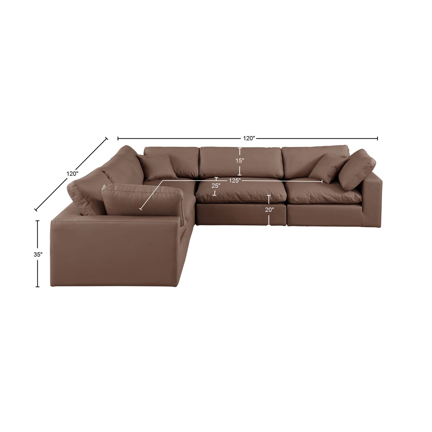 dolce brown faux leather modular sectional sec5c