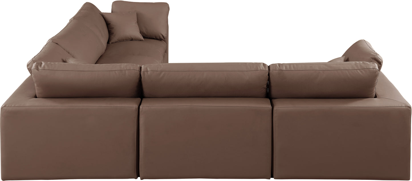 dolce brown faux leather modular sectional sec5c